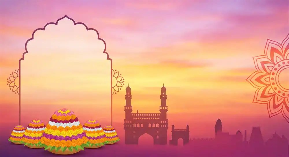 Telangana Cultural Background with Bathukamma