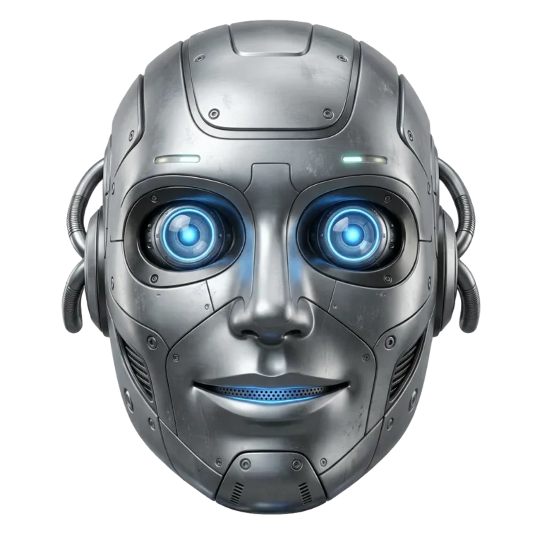 AI Robot Head PNG Transparent Background