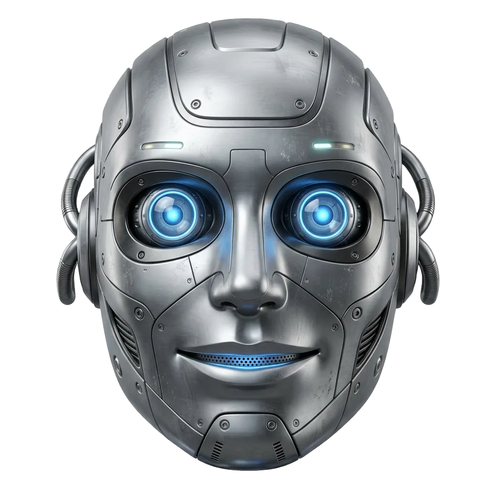 AI Robot Head PNG Transparent Background
