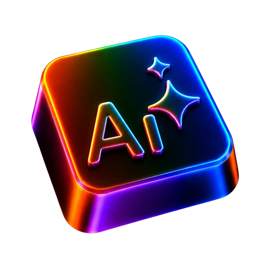 AI Star Neon RGB 3D Icon PNG
