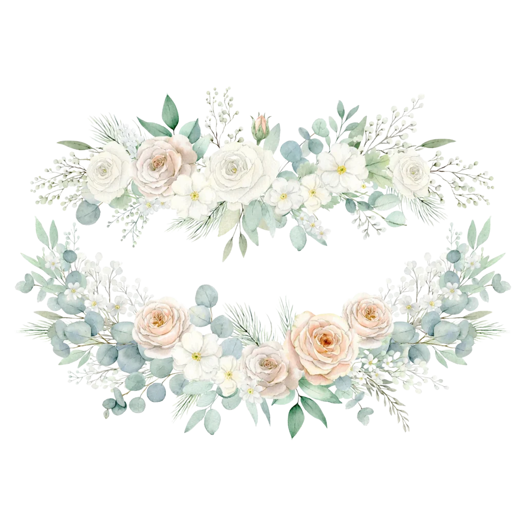 Elegant Watercolor Floral Frame PNG