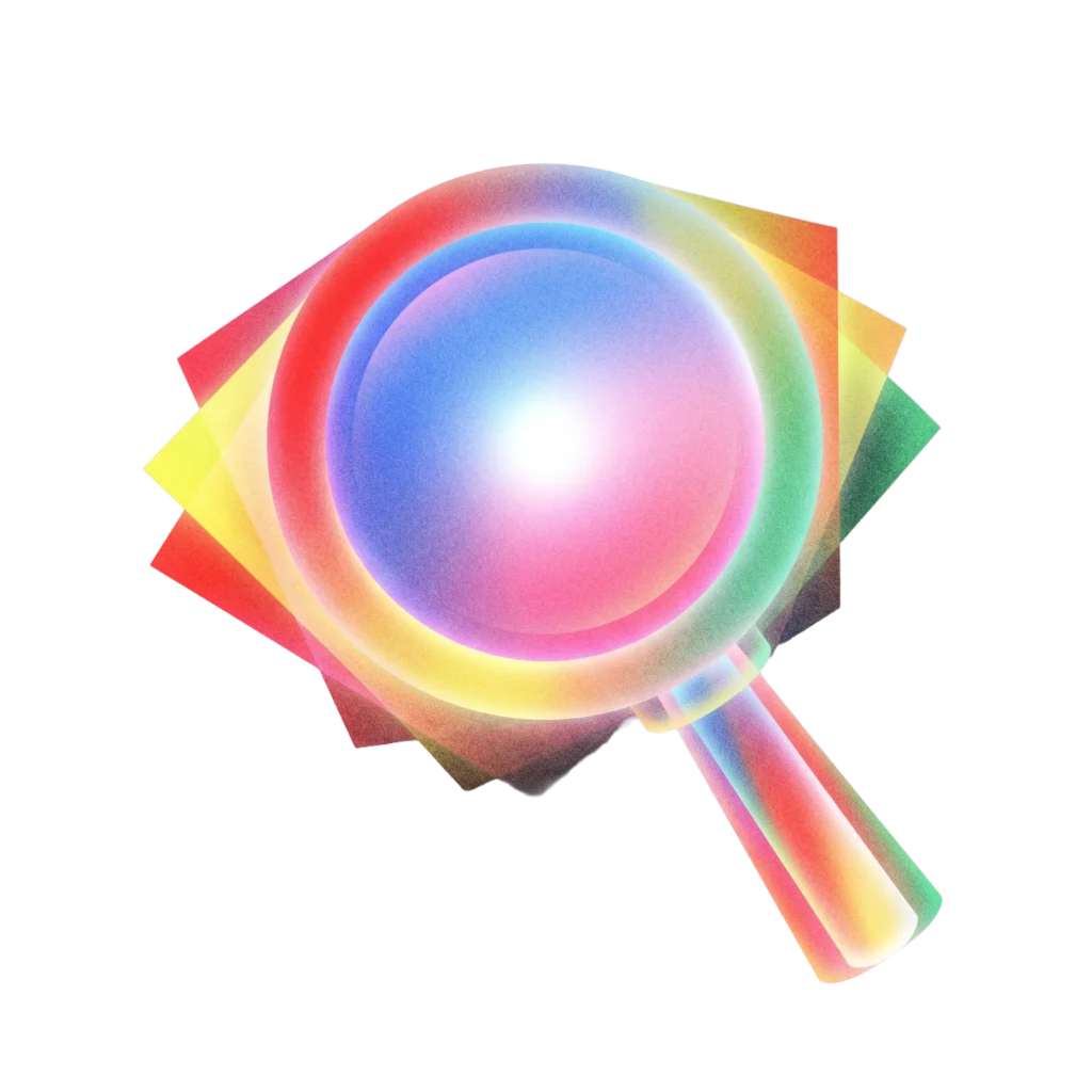Ethereal Holographic Magnifying Glass Abstract Icon