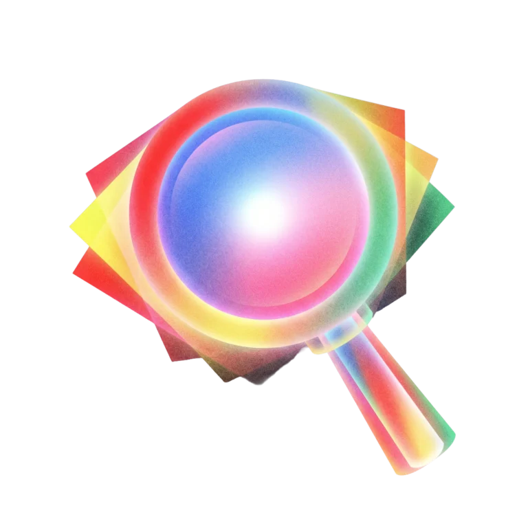 Ethereal Holographic Magnifying Glass Abstract Icon