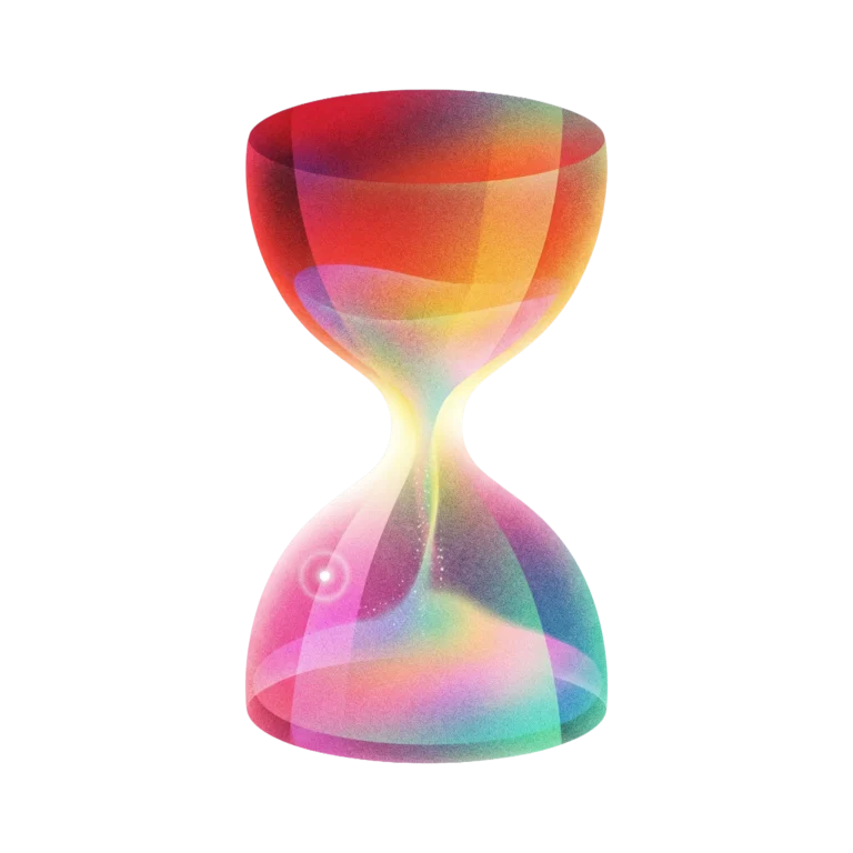Ethereal Neon Hourglass PNG