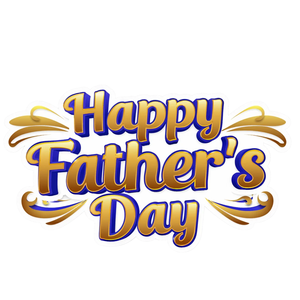 Happy Father's Day PNG Golden 3D Typography Transparent Background