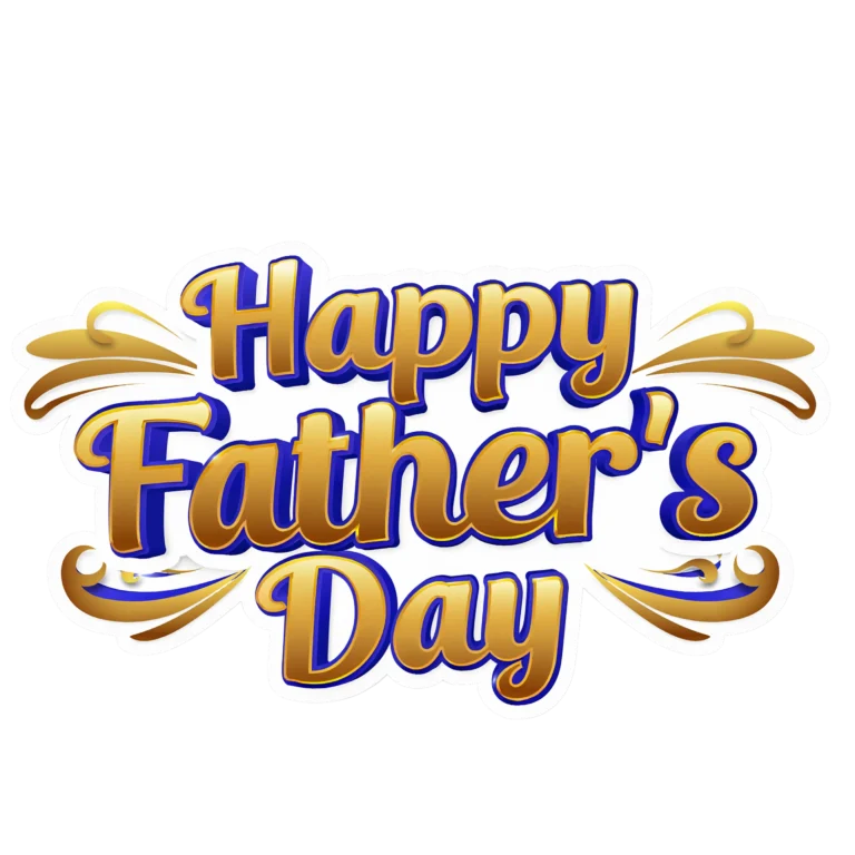 Happy Father's Day PNG Golden 3D Typography Transparent Background