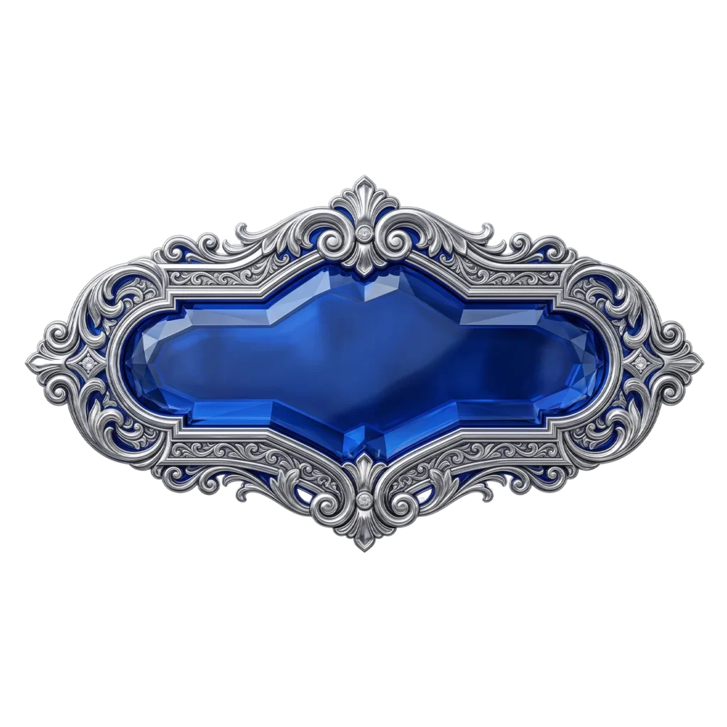 Luxury Blue Crystal Ornamental Frame PNG