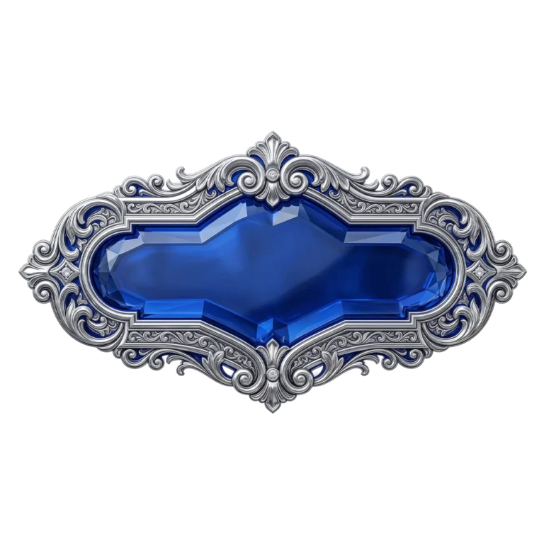 Luxury Blue Crystal Ornamental Frame PNG
