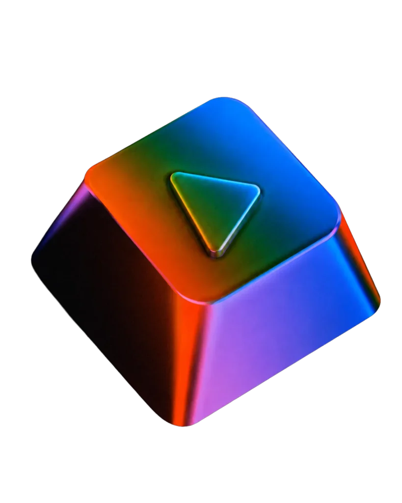 Play Button Neon RGB 3D Icon PNG