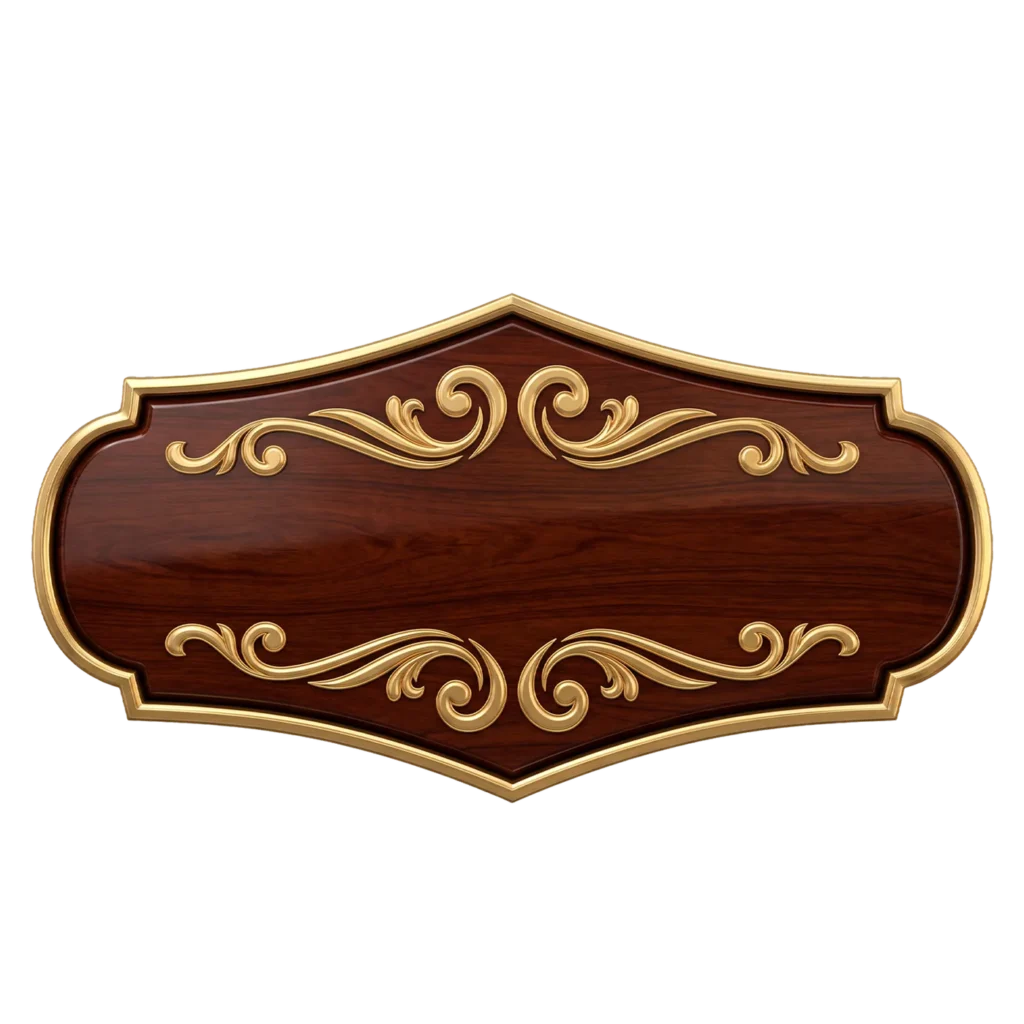 Premium Ornamental Wooden Banner PNG