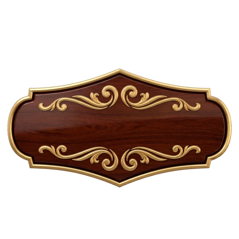 Premium Ornamental Wooden Banner PNG