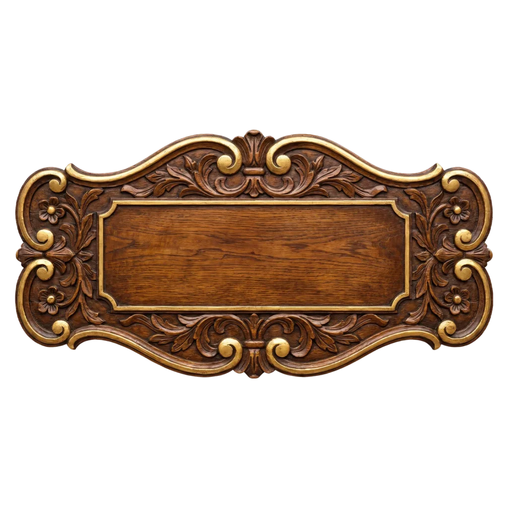 Rustic Carved Wooden Nameplate PNG