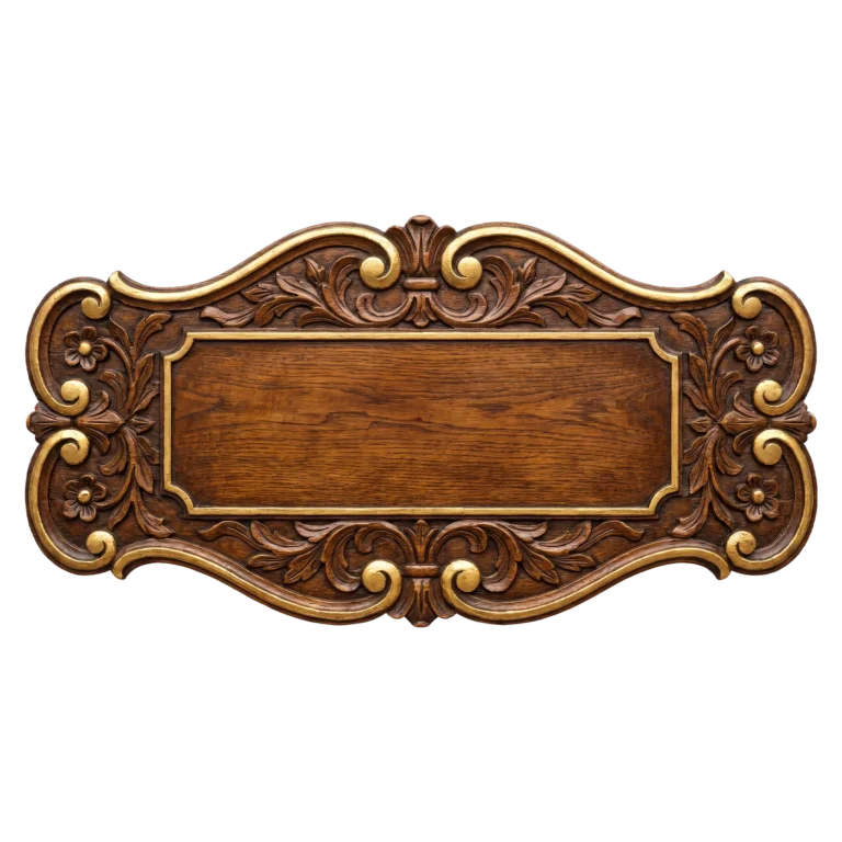 Rustic Carved Wooden Nameplate PNG