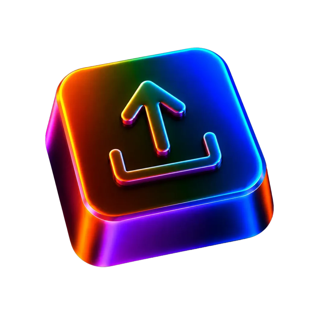 Upload Neon RGB 3D Icon PNG