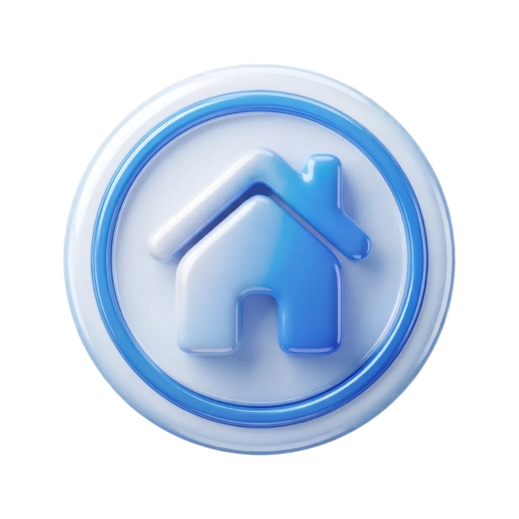 3D Home Icon PNG Glossy Blue