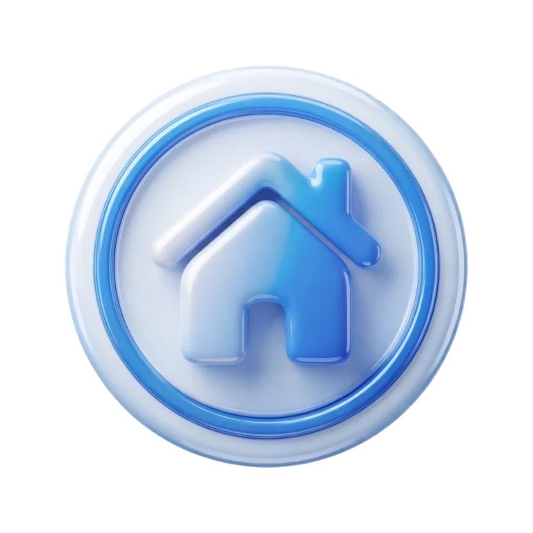 3D Home Icon PNG Glossy Blue