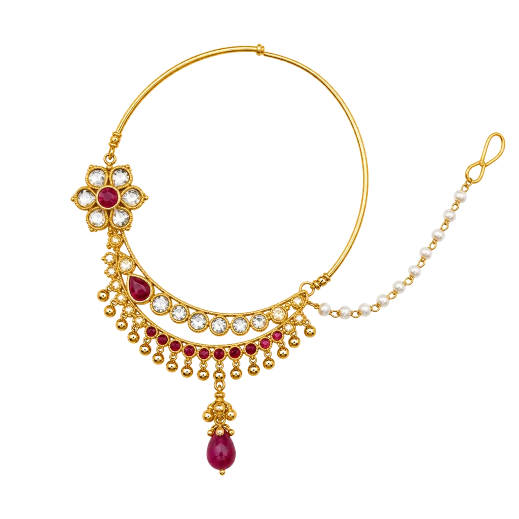 Indian Bridal Nose Ring PNG
