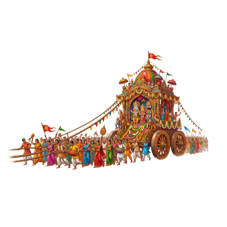 Rath Yatra Chariot Being Pulled PNG