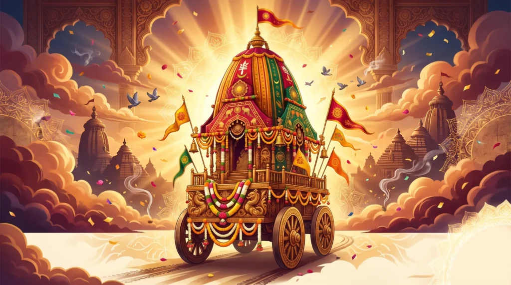 Rath Yatra Golden Sunburst Background