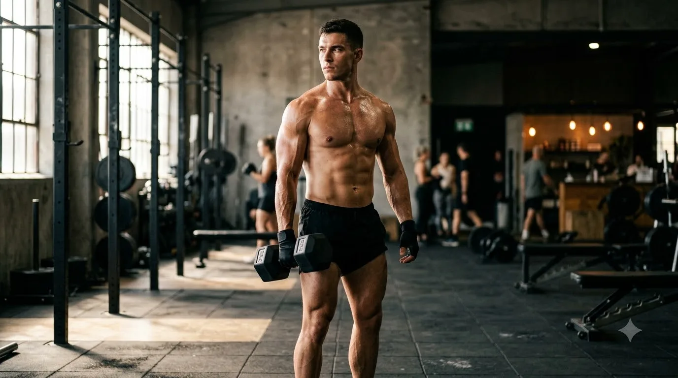 Athletic man posing in gym 202609071009
