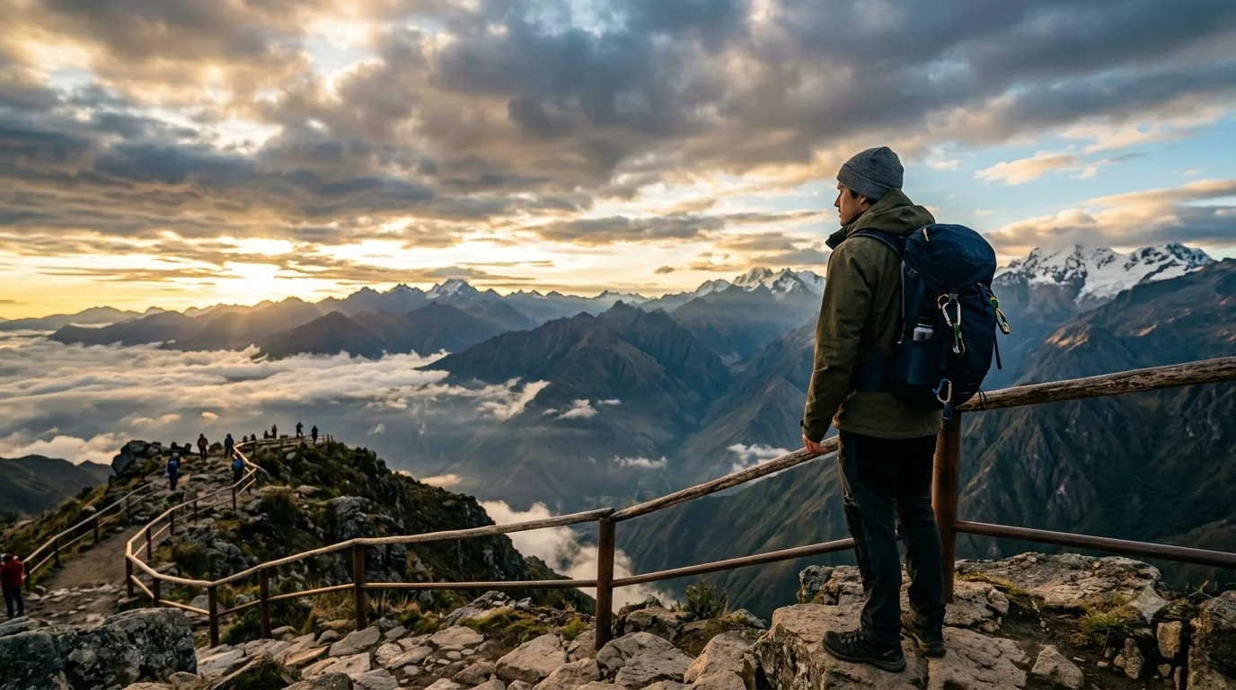 Man standing on mountain viewpoint 202609071009